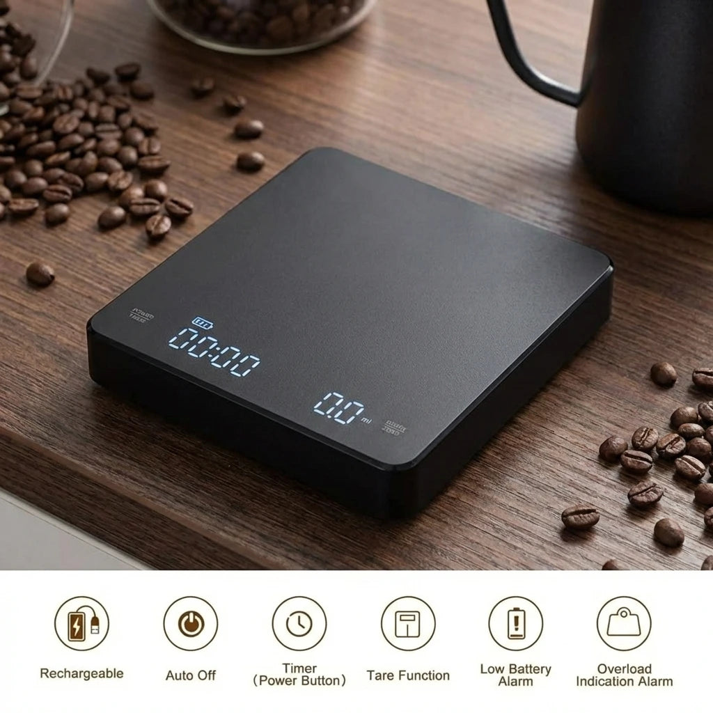 Bilancia Digitale da Cucina USB Ricaricabile con Timer
