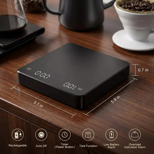 Bilancia Digitale da Cucina USB Ricaricabile con Timer