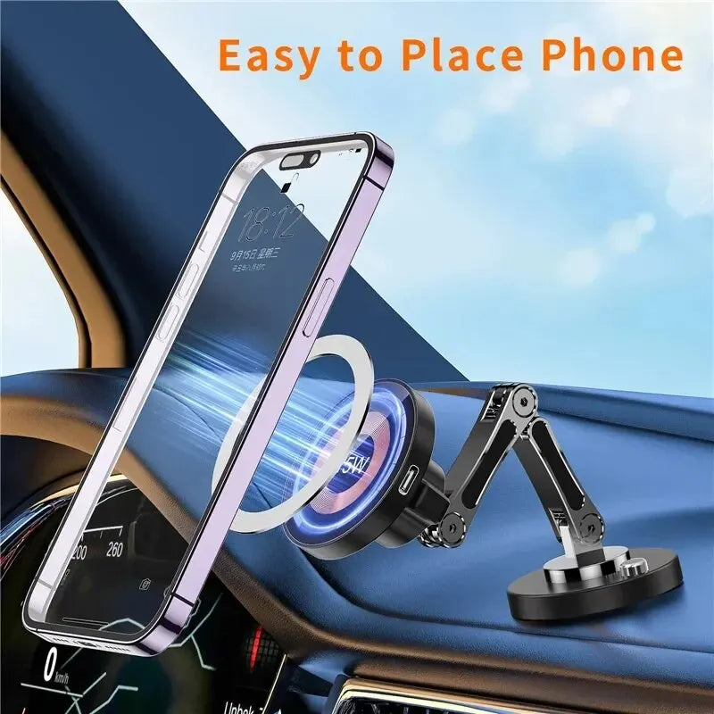 Caricatore Wireless Magnetico per Auto 15W – Supporto MagSafe con Rotazione 360°