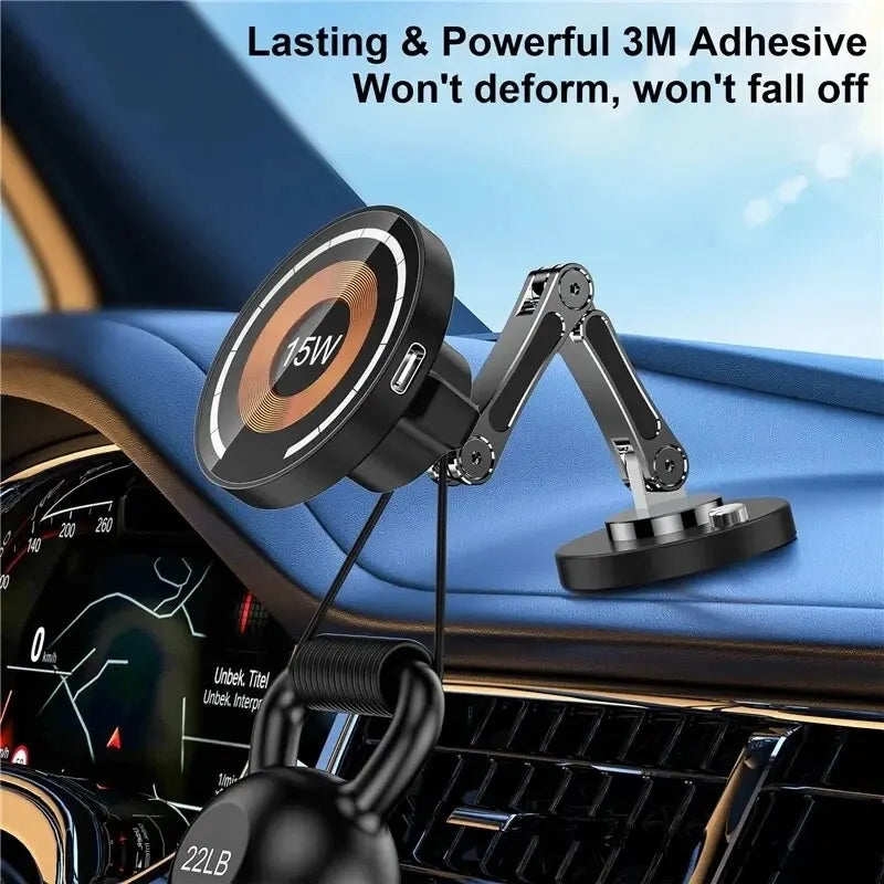 Caricatore Wireless Magnetico per Auto 15W – Supporto MagSafe con Rotazione 360°