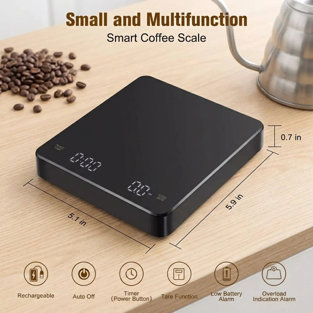 Bilancia Digitale da Cucina USB Ricaricabile con Timer