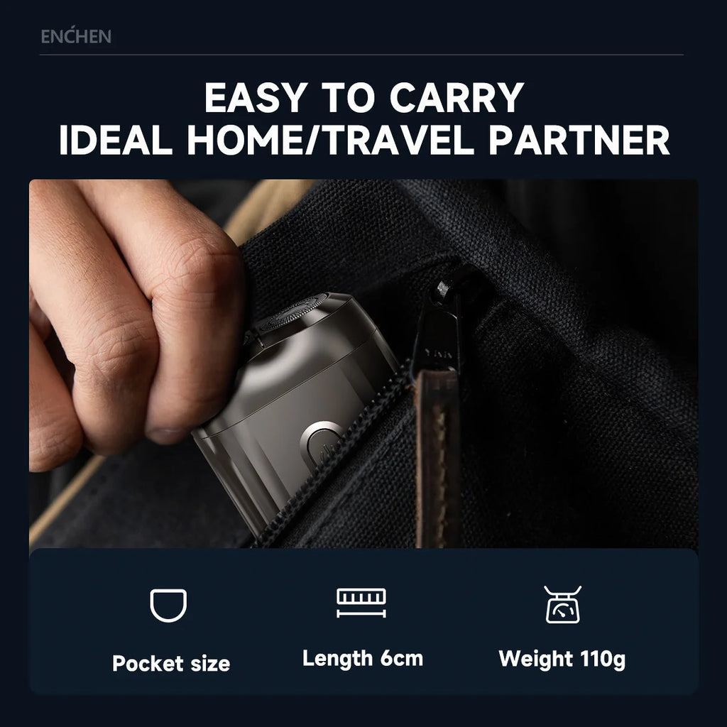 ENCHEN Mini 6 Rasoio Elettrico Portatile USB-C Impermeabile – Ricaricabile da Viaggio